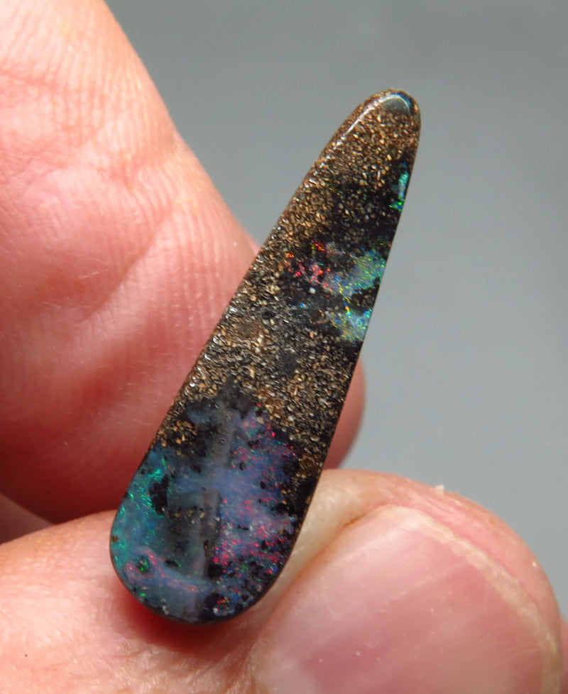 Australian Queensland Boulder opal Polished Gemstone 4.96cts From Winton with bits of colour 25x7x4mm BFO42