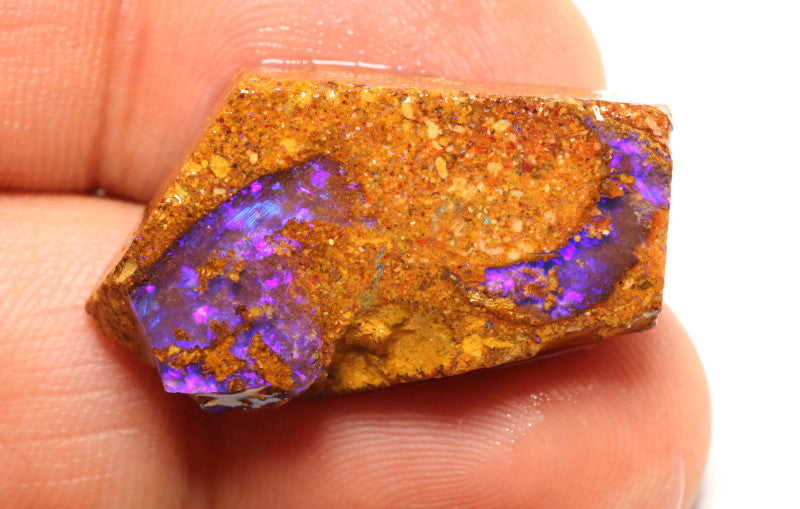 Australian Queensland Boulder Pipe opal 26cts rough / slice Yowah Pipe of Blue fires 29x17x8mm BFA29