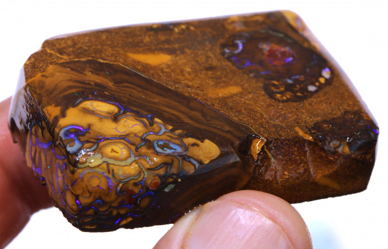 Australian Queensland Boulder opal Conglomerate 230cts rough Koroit veins of Blue fires 47x35x10mm BFA06