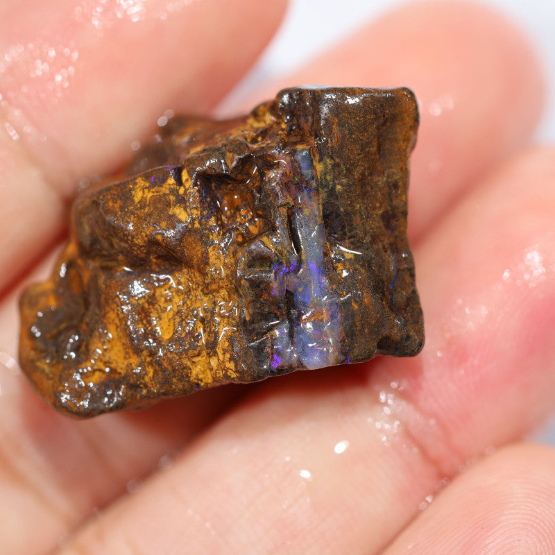Australian Queensland Boulder Matrix opal single 50cts Tumbled rough Koroit colours & potential 27x18x14mm BFA42