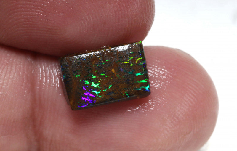 Australian Queensland Boulder High Grade Matrix opal 3.9cts rub / rough / preform Koroit veins of Vibrant Multifires 11x7x3mm BFA20