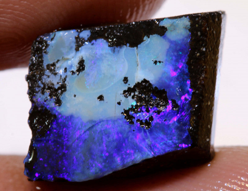 Australian Queensland Boulder opal 8.4cts rub / rough / faced Winton Blue fires 15x11x5mm BFA25