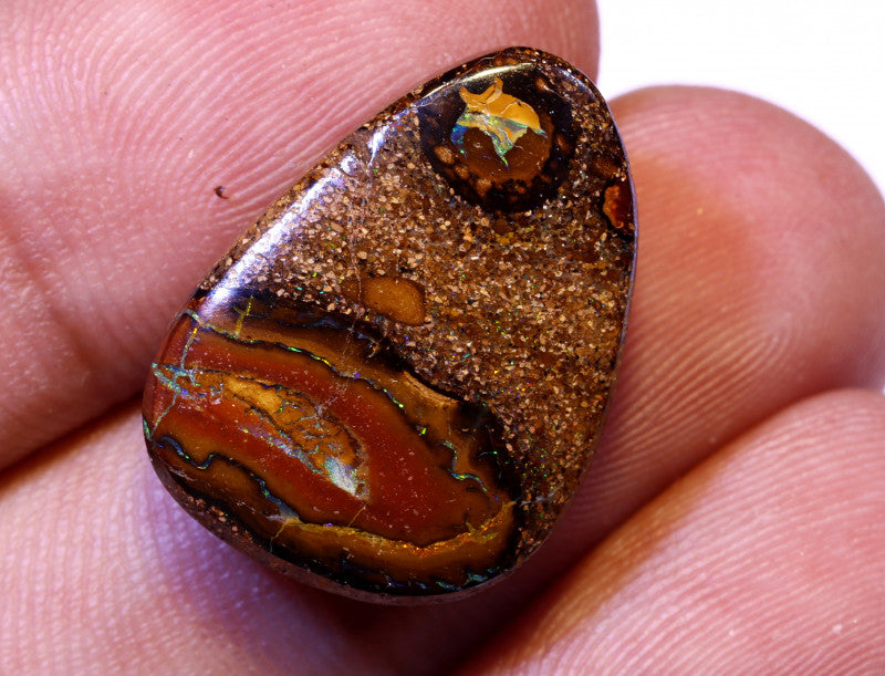 Australian Queensland Boulder Matrix opal Polished Gemstone 17cts From Yowah some bits of green/blue colours 21x16x6mm BFO887