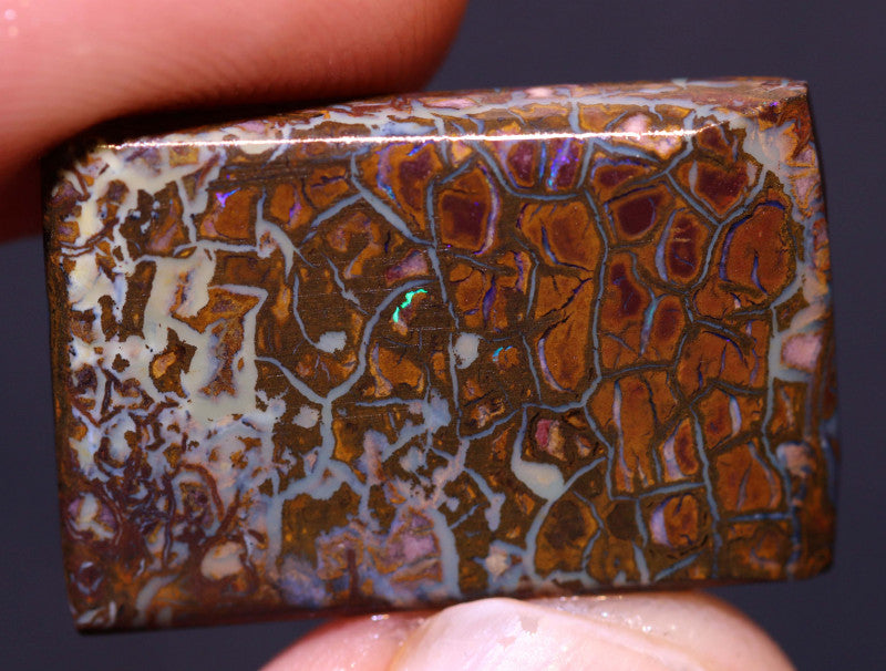 Australian Queensland Boulder Matrix opal 30cts rub / rough / preform Yowah veins with bit of blue fires 25x16x5mm BFA02