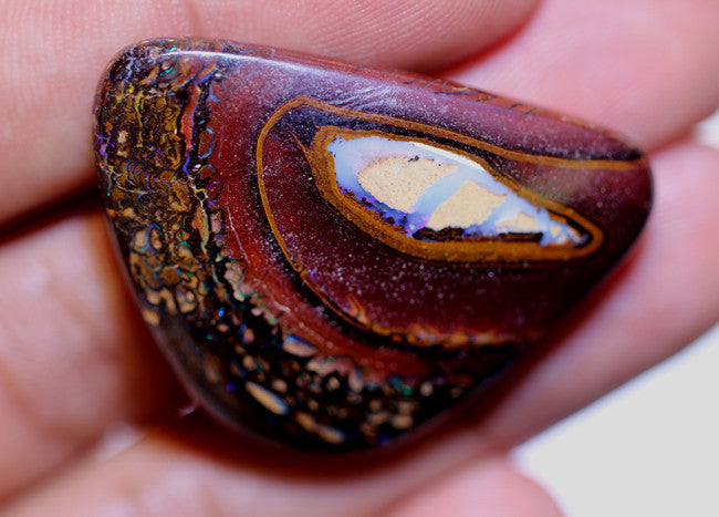 Australian Queensland Boulder Matrix opal Polished Gemstone 53cts From Yowah some blue colours 36x28x6mm BFO377