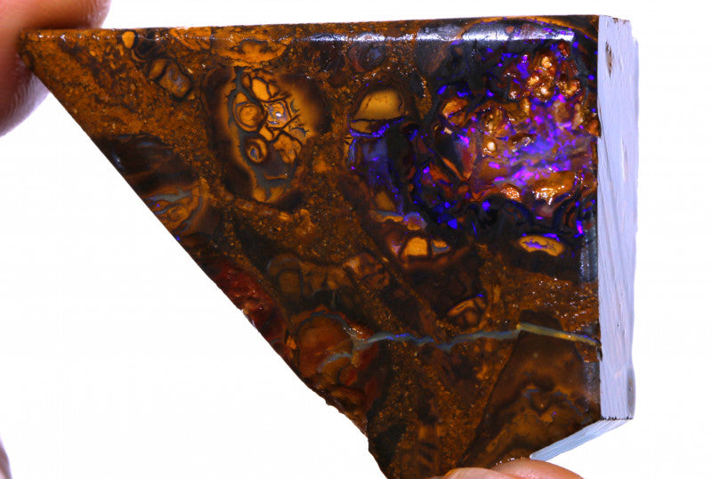 Australian Queensland Boulder opal Conglomerate 112cts rough  Koroit veins of Blue fires 42x35x14mm BFA09