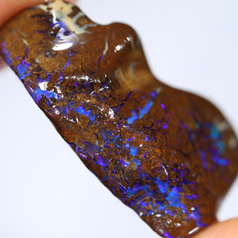 Australian Queensland Boulder Matrix opal single 18.5cts Tumbled rough Koroit Bright Blue fires & Lots potential 14x8x8mm BFA35