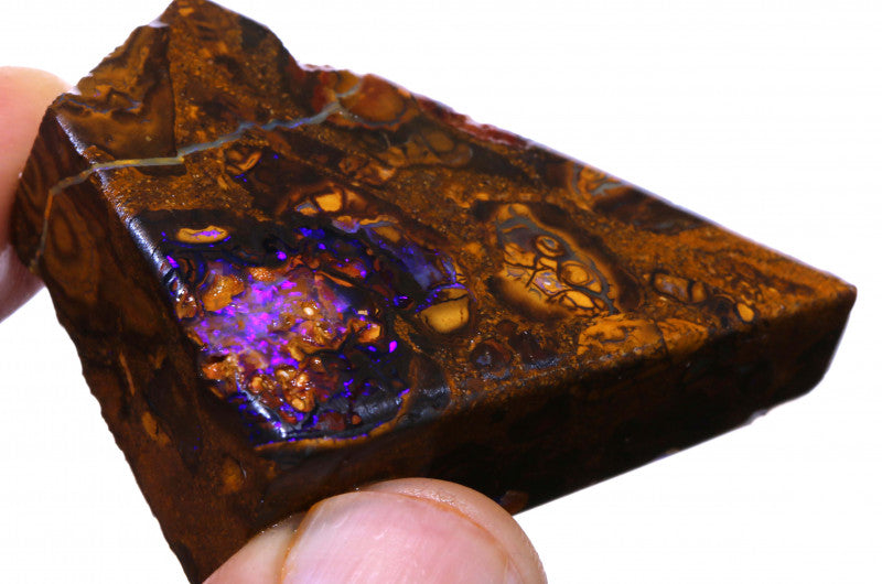 Australian Queensland Boulder opal Conglomerate 112cts rough  Koroit veins of Blue fires 42x35x14mm BFA09