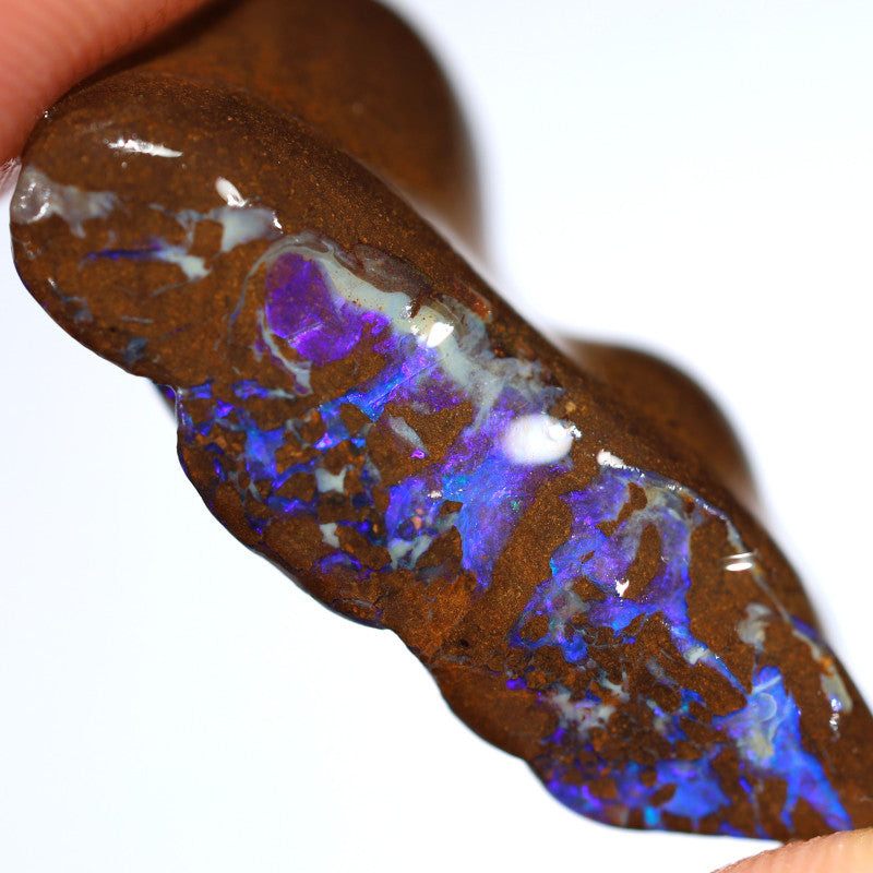 Australian Queensland Boulder Matrix opal single 18.5cts Tumbled rough Koroit Bright Blue fires & Lots potential 14x8x8mm BFA35