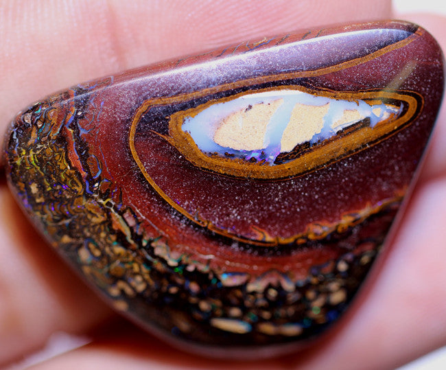 Australian Queensland Boulder Matrix opal Polished Gemstone 53cts From Yowah some blue colours 36x28x6mm BFO377