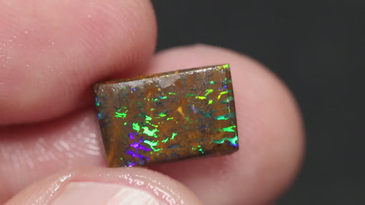 Australian Queensland Boulder High Grade Matrix opal 3.9cts rub / rough / preform Koroit veins of Vibrant Multifires 11x7x3mm BFA20